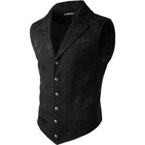 Mens Steampunk Gothic Vest Victorian Waistcoat Slim Fit Costume Dress Vest